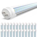 JESLED 4FT LED T8 Type A+B Tube Lights, 24W(65W Equivalent), 3200LM, 5000K, Single or Double End Powered, Plug and Play or Ballast Bypass, 4 Foot T10 T12 Fluorescent Bulbs Replacement, Clear(25-Pack)