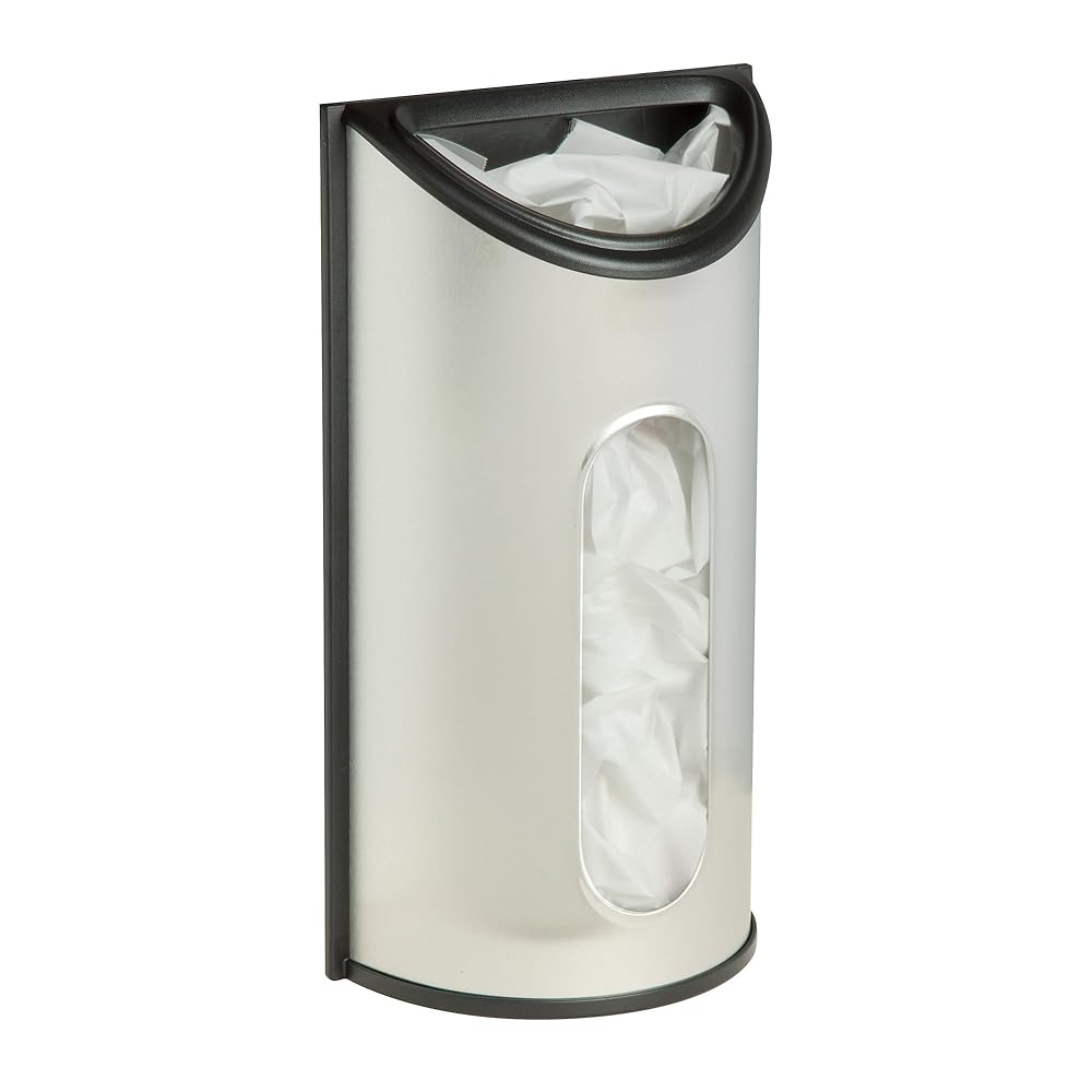 Honey-Can-Do Stainless Steel Plastic Bag Saver & Trash Bag Dispenser, Wall-Mounted Plastic Bag Organizer for Kitchen, Pantry, Garage, Durable Stainless Steel Storage for Grocery Bags and Space-Saving