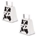 Beistle 2 Piece 4" Metal Cow Print Cowbells, Animal Theme, Noisemakers For Football Games and Sporting Events, Celebrating With You Since 1900