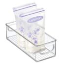 mDesign Small Plastic Nursery Storage Container Bins with Handles for Organization in Cabinet, Closet or Cubby Shelves - Organizer for Baby Food, Bibs, Formula - Ligne Collection - Clear