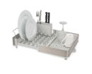 Joseph Joseph Extend Steel Expandable Dish Drying Rack with Removable Cutlery Holder Swivel Draining Spout, Stainless Steel