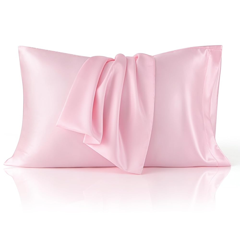 Bedsure King Size Satin Pillowcase Set of 2 - Pink Silky Pillow Cases for Hair and Skin with Envelope Closure, Similar to Silk Pillow Cases, Gifts for Women Men, 20x36 Inches, 2pcs