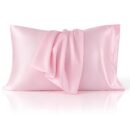 Bedsure Satin Pillowcase 2 Pack Similar to Silk Pillow Cases Standard Size, Pillow Case for Sleeping Women with Envelope Closure, Gifts for Women Men, Pink, 20x26 Inches, 2pcs