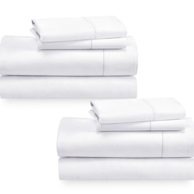 California Design Den 2-Pack Cal King Bedsheet Set - 400 Thread Count Sateen 100% Cotton Sheets - Extra Soft, Breathable & Cooling Sheets, Wrinkle Resistant, 2 Sets of Deep Pocket Bed Sheets - White