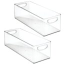 mDesign Plastic Baby Room Organizer Bin - Modern, Stackable Storage Container Box with Handles for Organizing Toys - Small Clothes and Accessories Holder - Ligne Collection - 2 Pack - Clear