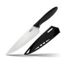 Zyliss Chef's Knife with Sheath Cover - Stainless Steel Knife - Fruit, Vegetable, Herbs & Meats Knife - Travel Knife with Safety Kitchen Blade Guards - Dishwasher & Hand Wash Safe - 7.25" - Black