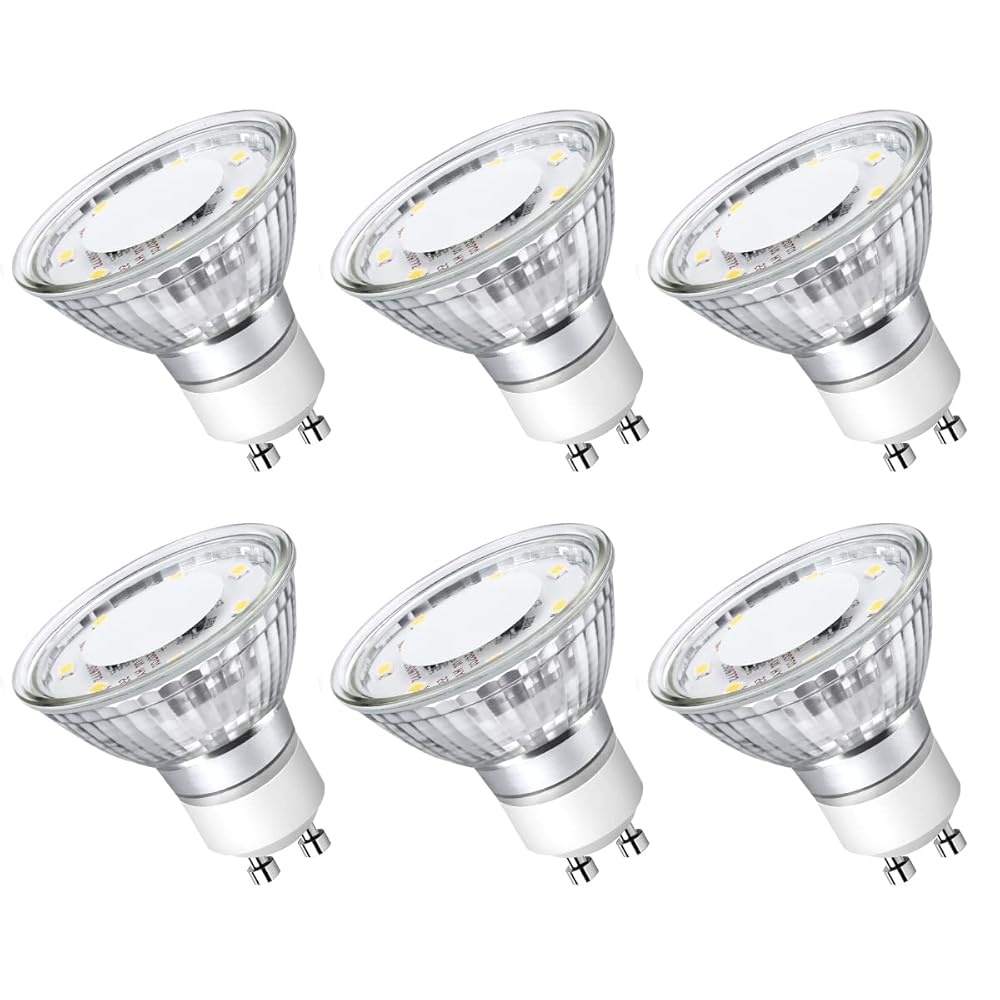 LE GU10 LED Light Bulbs Non-Dimmable, 2700K Soft Warm Light GU10 Bulb Replacement for Recessed Track Lighting, 4W LED Bulbs with 100°Flood Beam for Kitchen, Range Hood, Living Room, Bedroom, 6 Pack