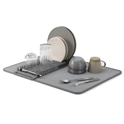Umbra 330720-149 UDRY Drying Rack and Microfiber Dish Mat, 24 x 18 Charcoal