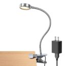 LEPOWER Clip on Light/Reading Light/Book Lights/Desk Lamp Color Changeable/Night Lights Clip on for Desk, Bed Headboard and Computers, Adapter Included, Silver