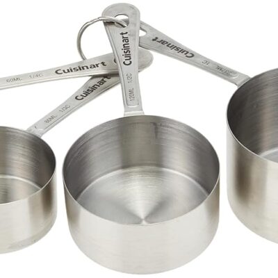 Cuisinart Mesh Strainers, 3 Count Set, CTG-00-3MS & CTG-00-SMP Stainless Steel Measuring Spoons, Set of 4 & CTG-00-SMC Measuring Cups, Set of 4, Silver
