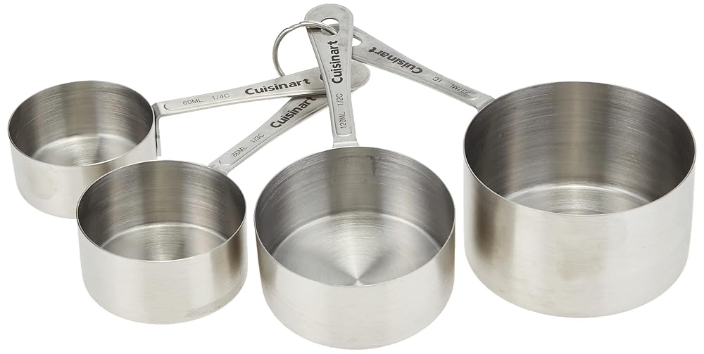 Cuisinart Mesh Strainers, 3 Count Set, CTG-00-3MS & CTG-00-SMP Stainless Steel Measuring Spoons, Set of 4 & CTG-00-SMC Measuring Cups, Set of 4, Silver