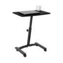 Seville Classics Airlift Mobile Height Adjustable Laptop Stand Computer Workstation for Sitting Classroom Home Office Medical Table w/Wheels, Flat Desk 24", Black