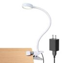 LEPOWER Clip on Light/Reading Lights/Book Light Color Changeable/Night Lights Clip on for Desk, Bed Headboard and Computers, Adapter Included (White)
