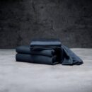 LUXOME Luxury Sheet Set | 100% Rayon (Viscose) from Bamboo | Split King - Navy | Deep Pockets | 5-Piece Set (2 Fitted, Flat, 2 Pillowcases)