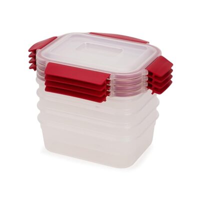 Joseph Joseph Nest Lock 8-piece Plastic BPA Free Food Storage Container Set with Lockable Airtight Leakproof Lids - Red