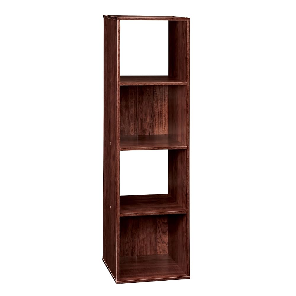 ClosetMaid Cubeicals 4 Cube Storage Shelf Organizer Bookshelf, Stackable, Vertical or Horizontal, Easy Assembly, Wood, Dark Cherry Finish