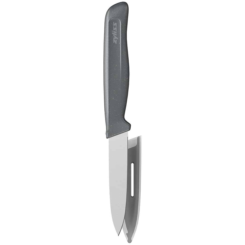 Zyliss Paring Knife – Sharp German Stainless Steel Blade with Sustainable Wheat Straw Non-Slip Handle – Includes Safety Cover – Dishwasher Safe – 3.5 inches