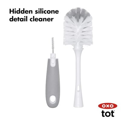 OXO Tot Bottle Brush with Nipple Cleaner and Stand, Gray - Image 3