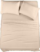 Utopia Bedding King Sheet Set – 4 Piece Bed Sheets for King Size Bed, Soft and Breathable Microfiber, Includes 1 Fitted Sheet, 1 Flat Sheet and 2 Pillowcases (Beige)