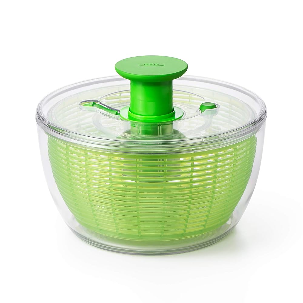 OXO Good Grips Salad Spinner - Large, Green Lettuce & Fruit Washer, BPA-Free, Easy One-Hand Pump