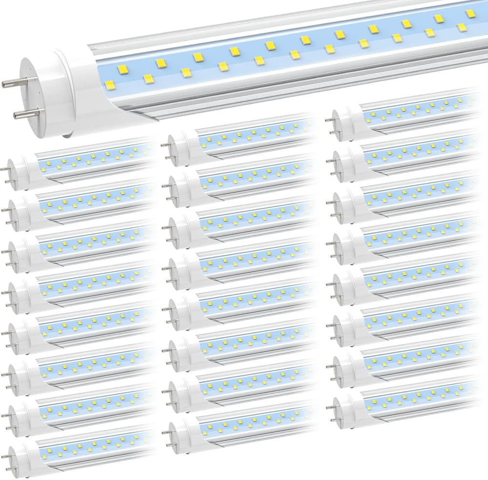 JESLED T8 T10 T12 4foot LED Type B Tube Light Bulbs, 24W 4FT Dual-end LED Fluorescent Bulbs (65W Equivalent), 5000K Daylight 3000 Lumens, Clear Cover, Remove Ballast (25-Pack)