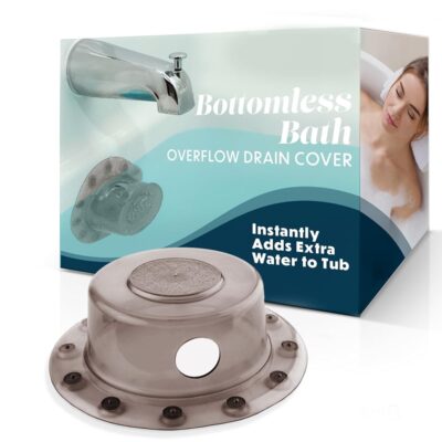 SlipX Solutions Bottomless Bath | Overflow Drain Cover for Tub | Best Gifts for Mom, Spa & Bath Accessories | Drain Block, Water Stopper Plug | Bath Essentials for Women | 4" Diameter, Bronze