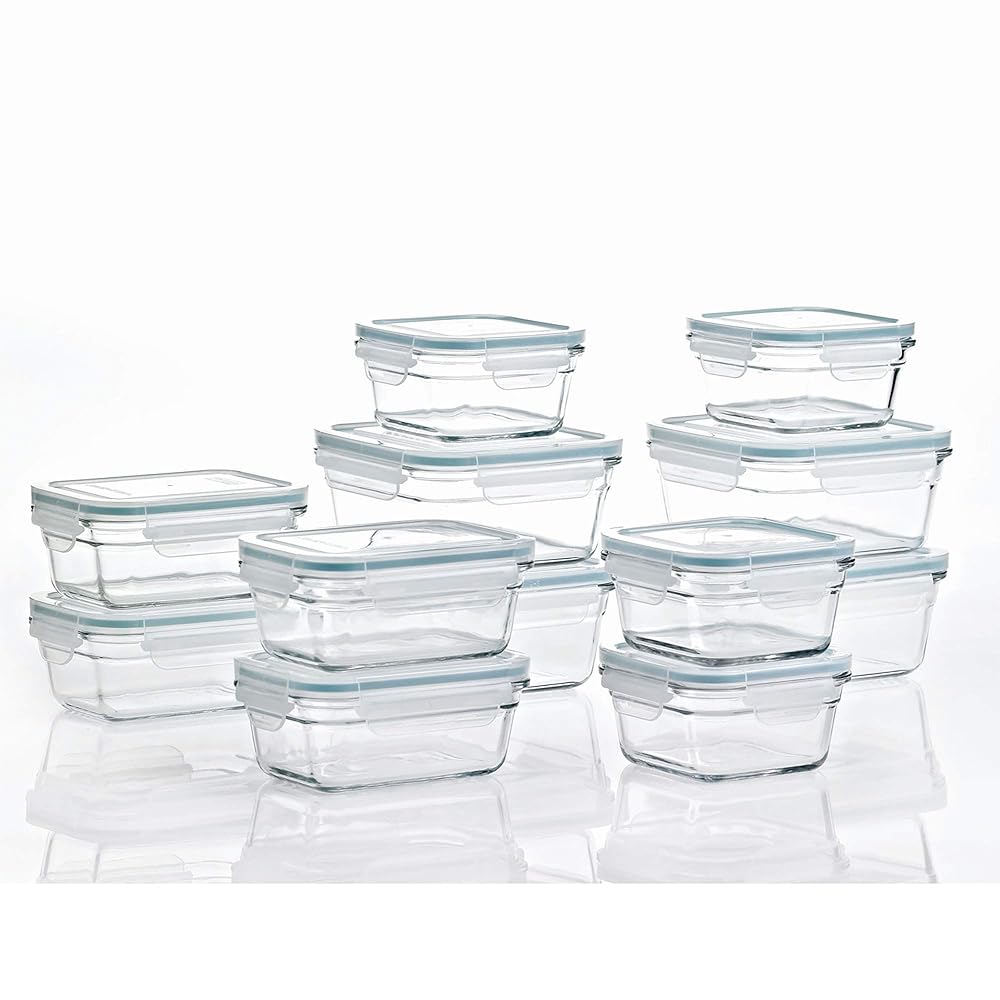 GLASSLOCK 24 Piece Oven Microwave Safe Glass Food Storage Containers Set w/Lids