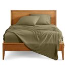 Bare Home Split Head Flex King Sheet Set - 1800 Ultra-Soft Microfiber Bed Sheets - Double Brushed - Deep Pockets - Easy Fit - 4 Piece Set - FlexTop King Bedding Sheets (Split Head Flex King, Olive)