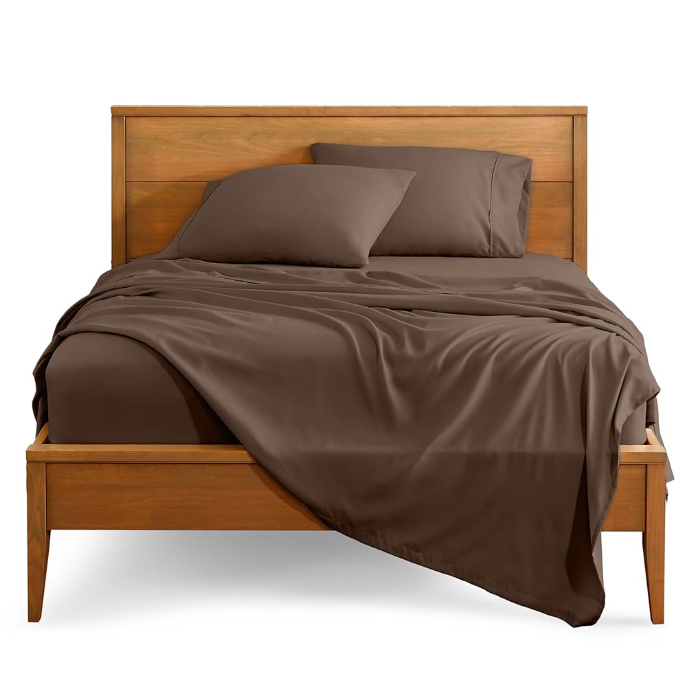 Bare Home Split King Sheet Set - 1800 Ultra-Soft Microfiber Bed Sheets - Double Brushed - Deep Pockets - Easy Fit - 5 Piece Set - Bed Sheets & Pillowcases (Split King, Cocoa)