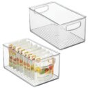 mDesign Plastic Baby Nursery and Food Organizer - Storage Holder Bin with Handles for Closet, Cupboard, Cabinet, Drawers, Shelves - Holds Canned Food, Bottles - Ligne Collection - 2 Pack - Clear
