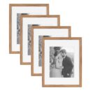 Kate and Laurel Adlynn Rectangle Picture Frame Set of 4, 11 x 14 matted to 8 x 10, Brown, Transitional Four-Piece Frame Set for Gallery Wall Frame Set in Living Room Wall Decor