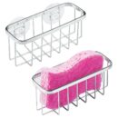iDesign Gia Kitchen Sink Suction Holder for Sponges, Scrubbers, Soap, Kitchen, Bathroom, Set of 2, Stainless Steel