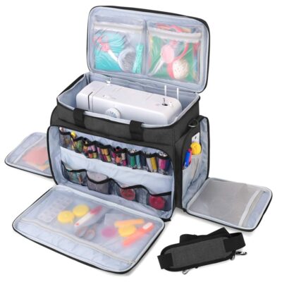 LUXJA Sewing Machine Travel Case With Removable Padding Pad, Fits Most Standard Machines and Accessories, Black (Bag Only)