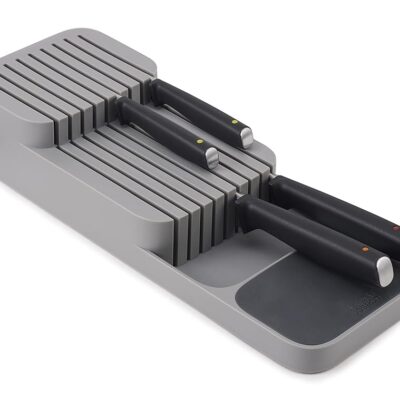 Joseph Joseph DrawerStore Knife Organizer, holds up to 9 knives, Kitchen Organization & Drawer Storage – Compact, Grey