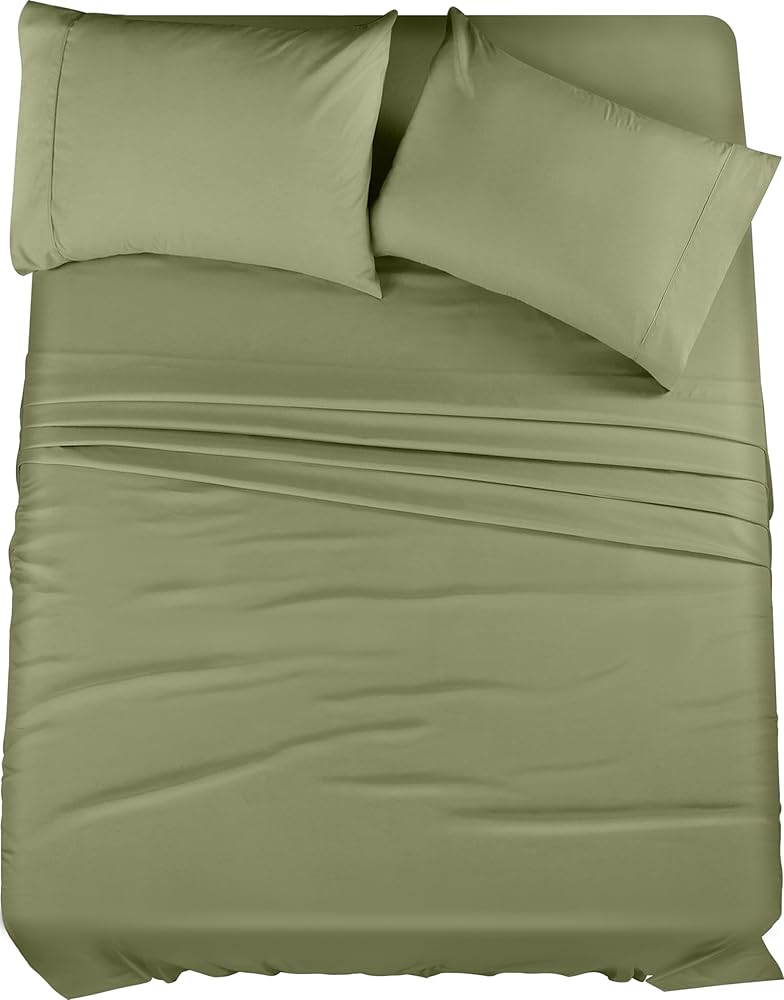 Utopia Bedding Queen Sheet Set – 4 Piece Bed Sheets for Queen Size Bed, Soft and Breathable Microfiber, Includes 1 Fitted Sheet, 1 Flat Sheet and 2 Pillowcases (Olive)