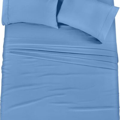 Utopia Bedding King Sheet Set – 4 Piece Bed Sheets for King Size Bed, Soft and Breathable Microfiber, Includes 1 Fitted Sheet, 1 Flat Sheet and 2 Pillowcases (Dutch Blue)