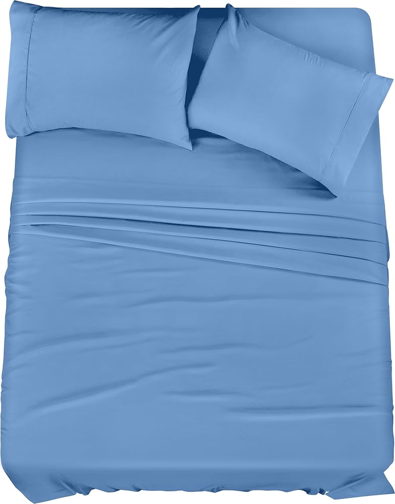 Utopia Bedding King Sheet Set – 4 Piece Bed Sheets for King Size Bed, Soft and Breathable Microfiber, Includes 1 Fitted Sheet, 1 Flat Sheet and 2 Pillowcases (Dutch Blue)