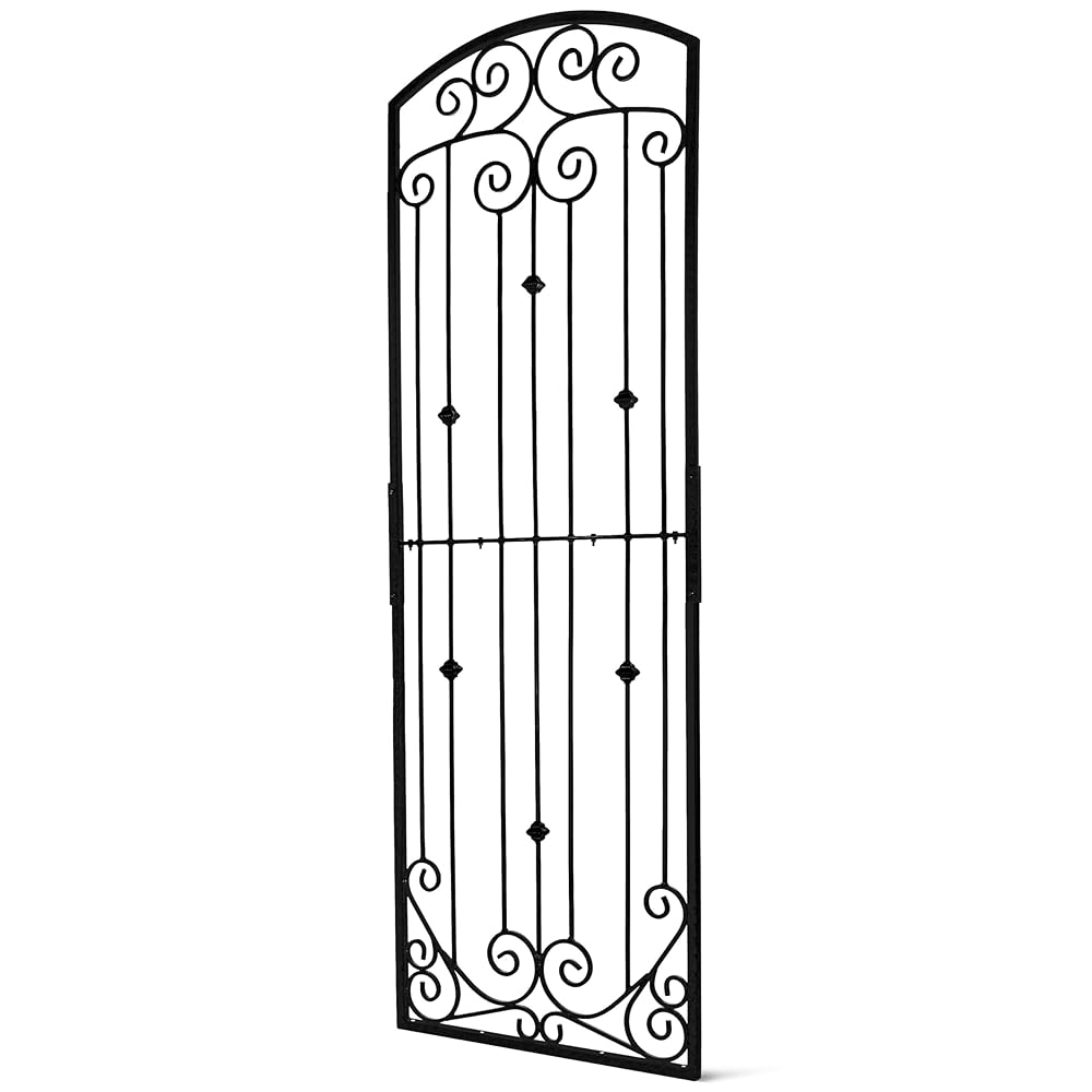 H Potter Garden Black Trellis for Climbing Plants Vertical Wrought Iron Panels Metal Scroll Wall Trellises Large 8 Foot Decorative Screen (Large Black)