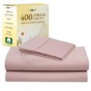 California Design Den Natural 100% Cotton Bed Sheets Twin Size Set - 400 Thread Count Sateen, Deep Pocket Sheet Set with All Around Elastic, Soft, Cool and Durable Bedding - Pale Mauve