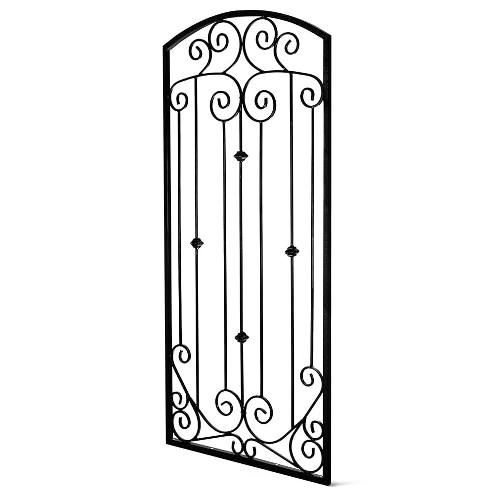 H Potter Black Trellis Garden Large Wrought Iron Heavy Scroll Metal Decoration Weather Resistant Lawn Patio Screen (Regular Black)