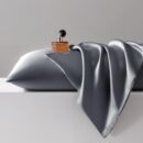 Bedsure Satin Pillowcase 2 Pack Similar to Silk Pillow Cases Standard Size, Pillow Case for Sleeping Women with Envelope Closure, Gifts for Women Men, Space Grey, 20x26 Inches