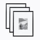 Kate and Laurel Adlynn Rectangle Picture Frame Set of 3; 16 x 20 matted to 8 x 10; Black; Modern Three-Piece Frame Set for Gallery Wall Frame Set in Living Room Wall Decor