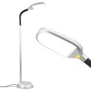 Brightech Litespan Titanium Silver LED Floor Reading Lamp, Energy Efficient, Adjustable Standing, 850-950 Lumens, 12W, 3-Year Warranty