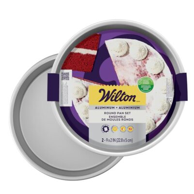 Wilton Aluminum 2-Piece Round Cake Pan Set, Durable Anodized Bakeware for Tiered & Layered Cakes, Even Heating, Rust-Resistant, Professional Cake Baking Pans, 9 x 2 in, Packaging May Vary