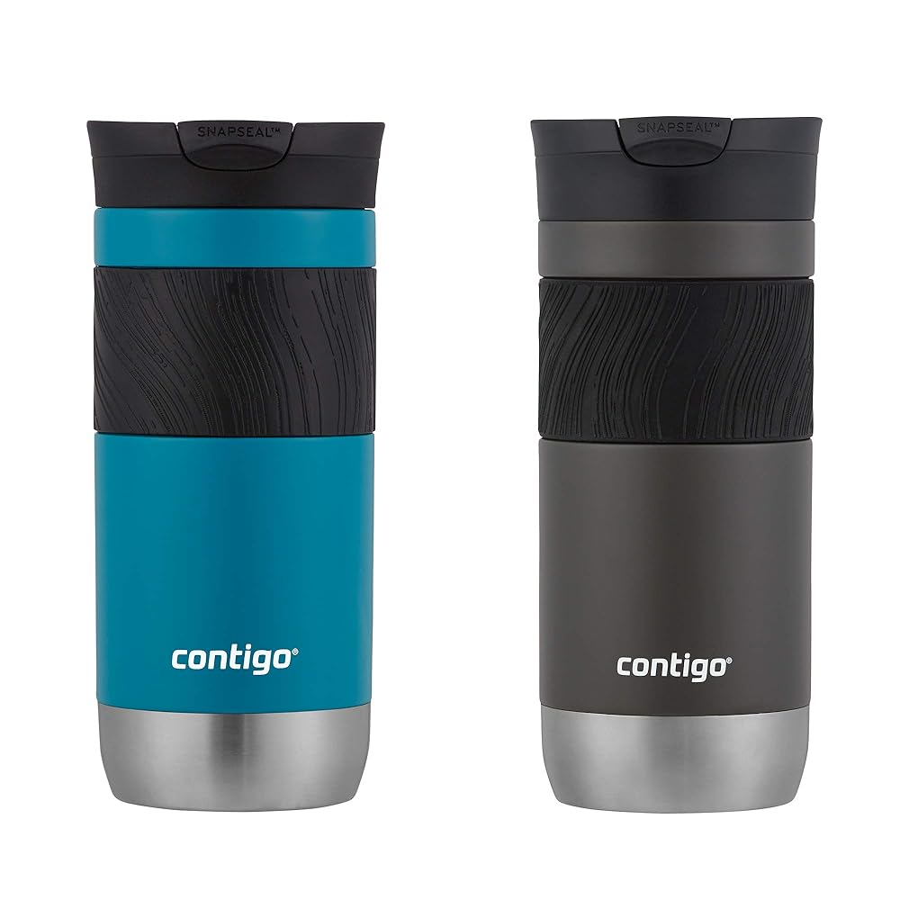 Contigo Byron 2.0 Stainless Steel Travel Mug with SNAPSEAL Lid 16oz. 2 Pack Sake/Juniper