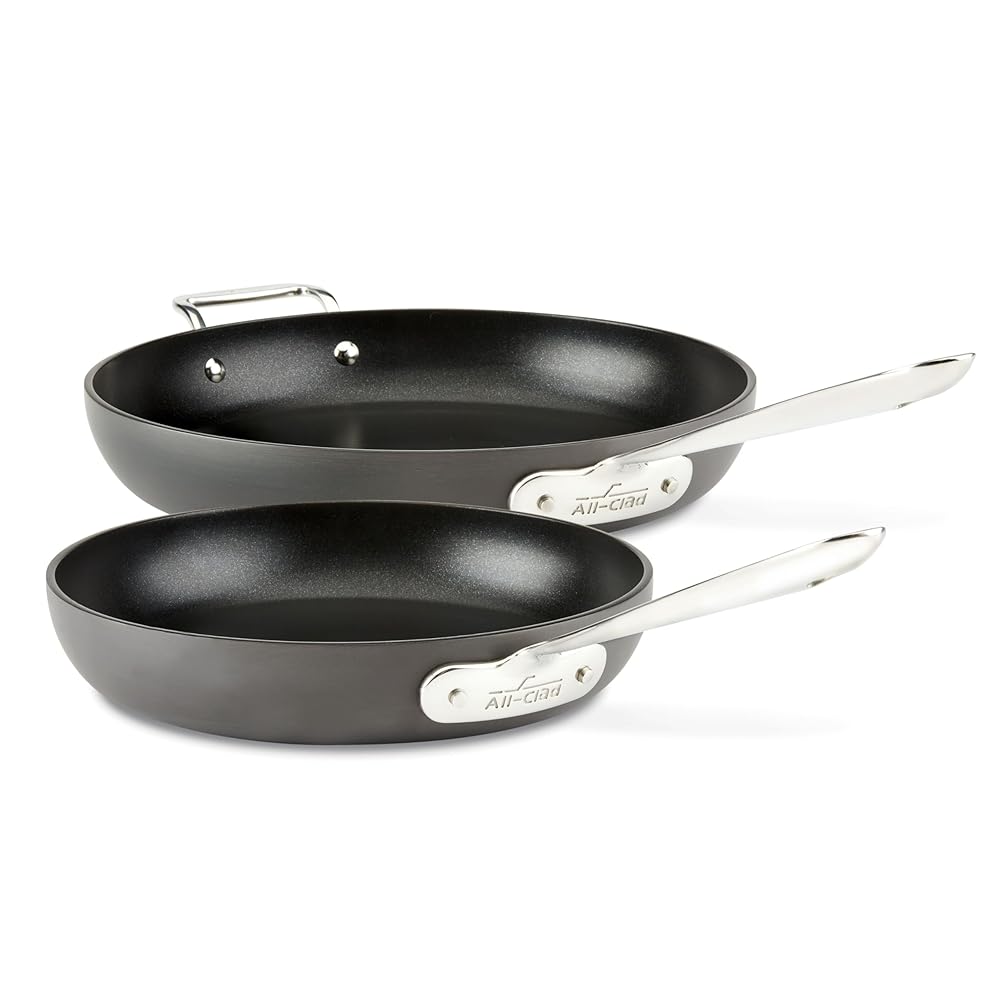All-Clad E7859064 HA1 Hard Anodized Nonstick Fry Pan Cookware Set, 10 Inch and 12 Inch Fry Pan, 2 Piece, Black