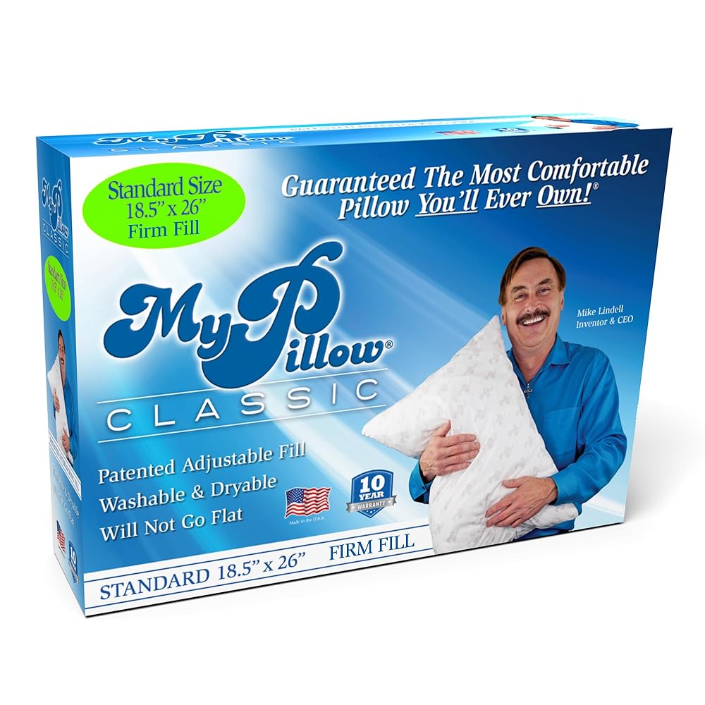 MyPillow Bedding Bed Pillows for Sleeping Standard Size, Perfect for Back, Stomach or Side Sleepers - My Pillow Classic Pillow [Standard, Firm]