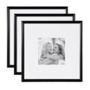 Kate and Laurel Adlynn Square Picture Frame Set of 3, 16 x 16 matted to 8 x 8, Black, Modern Three-Piece Frame Set for Gallery Wall Frame Set in Living Room Wall Decor