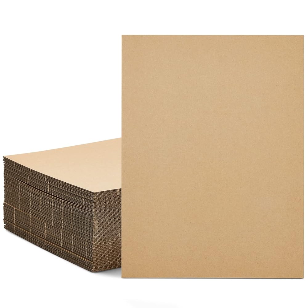 Juvale Corrugated Cardboard Sheets - 9 x 12 in, Brown, 50-Pack, 2 mm Thick - Packaging Inserts & Cardboard Dividers, Book Binding Materials & Backing Board for Crafts