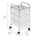 Honey-Can-Do 3-Drawer Plastic Storage Cart on Wheels,Silver
